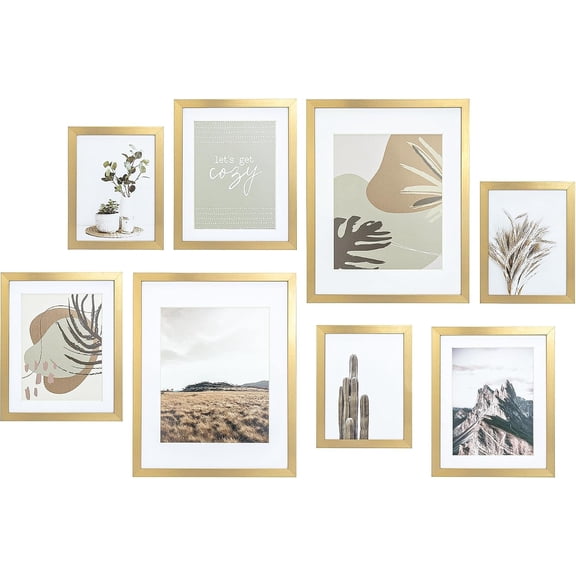 Gallery Wall Frame Set 8 Pack Neutral Gold Large