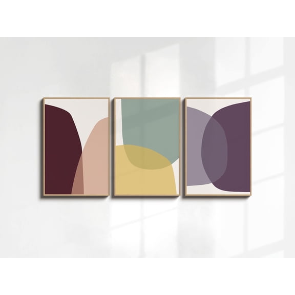 Gallery Wall Set Posters Earthy Colors 3 Piece Wall Art Abstract 3 Panel Wall Art Mid Century Modern Decor Trending Now 2025, Poster Only