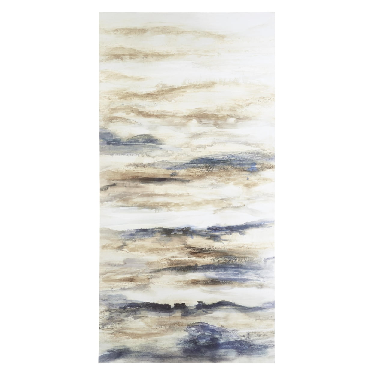 Beige and Blue Abstract Canvas Wall Art, 30 x 60 Inch