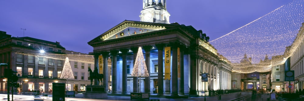 Gallery of Modern Art with Christmas decorations Glasgow City Centre Glasgow Scotland Canvas Art - Panoramic Images (27 x 9)