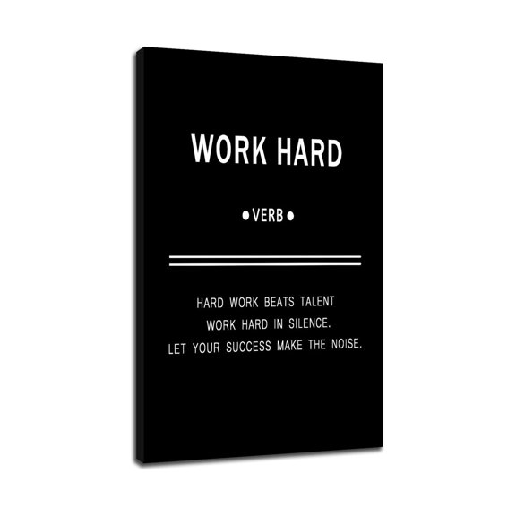 Galley Wrapped Work Hard Canvas, Motivational Office Art, Waterproof Framed Print for High Humidity Areas