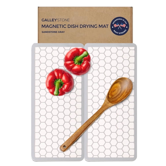 GalleyStone Magnetic Dish Drying Mat 2-Pack, Fast-Drying Diatom Stone, Eco-Friendly & Heat-Resistant