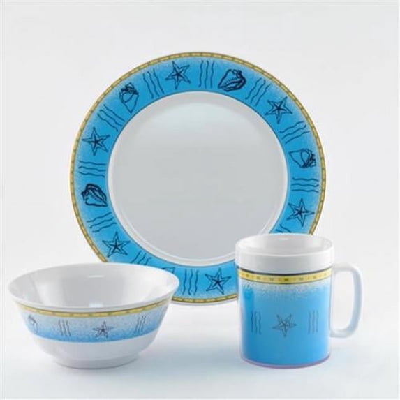 Galleyware 1012-S 12 Decorated Melamine Non-skid 12 Piece Dinnerware Gift Set