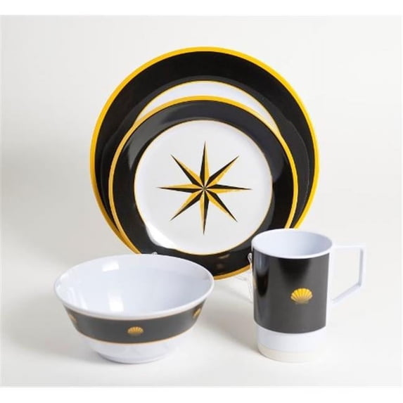 Galleyware 1079-L 16 Decorated Melamine Non-skid 16 Piece Dinnerware Gift Set