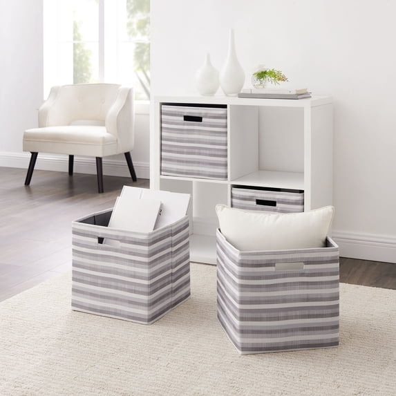 Galli Storage Bin Grey Stripe - Set of Two