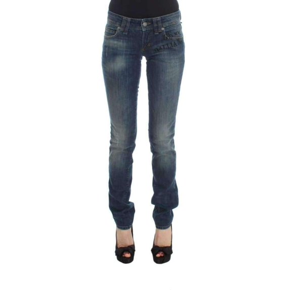 Galliano Blue Wash Cotton Blend Slim Fit Jeans