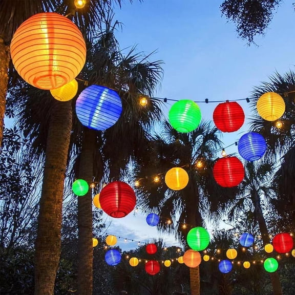 Gallickan 1.5m 10 LED Christmas Fabric Lantern String Lights, Multicolor, Battery Operated, Vintage Glowing Decoration for Store Window Tree Holiday