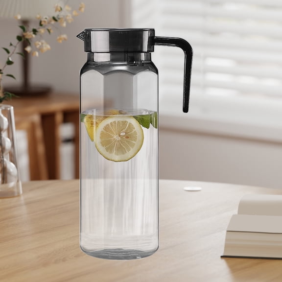 Gallickan 1 Quart Pitcher with Lid, 31 Oz Clear Plastic Water Jug, Fridge Jug, BPA-Free, Shatter-Proof, Great for Iced Tea, Lemonade, Juice, Milk and More, Gray