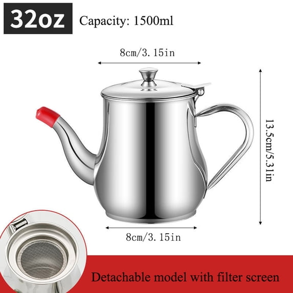 Gallickan 18/24/32/48oz Bacon Grease Container with Mesh Strainer Stainless Steel Cooking Oil Storage Can Pot Kitchen Frying Oil Container Bacon Grease Keeper Saver Metal Oil Filter Pot