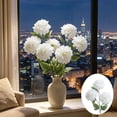 thumbnail image 1 of Gallickan 1pc 3-Head Artificial Dahlia Flower, 25.19in Faux Silk Large Bloom Stem, Realistic Peony for Home Table Wedding Decor, White, Style F, 1 of 6