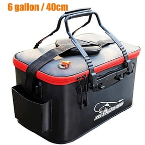 Gallickan 1pc Foldable Fishing Bucket, EVA Live Fish Container Multi-Functional Lure Bucket, Black