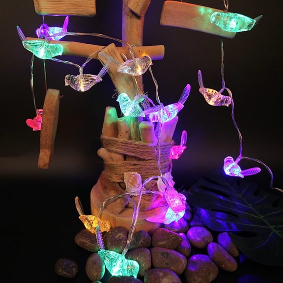 Gallickan 2.5m 20 LED Bird Shaped Battery Operated String Lights, Multicolor, Flexible Copper Wire, for Indoor Outdoor Garden Wedding Party Bedroom Decor, Style C