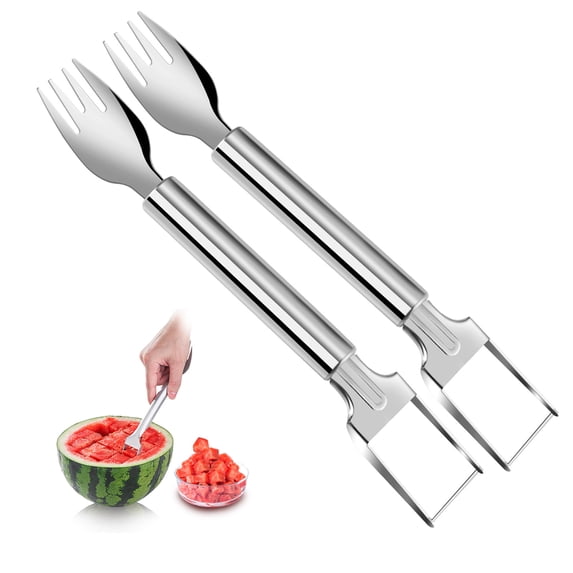 Gallickan 2-in-1 Stainless Steel Watermelon Cutter, 2 Pcs Watermelon Slicer Watermelon Cutter Melon Cutter,Watermelon Cutting Tool Fruit Cutter for Kitchen, Party, 2 Pcs