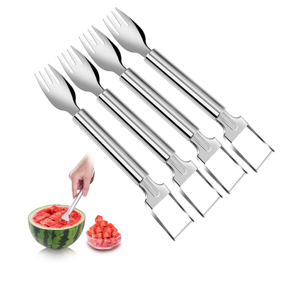 Gallickan 2-in-1 Stainless Steel Watermelon Cutter, 4 Pcs Watermelon Slicer Watermelon Cutter Melon Cutter,Watermelon Cutting Tool Fruit Cutter for Kitchen, Party, 4 Pcs