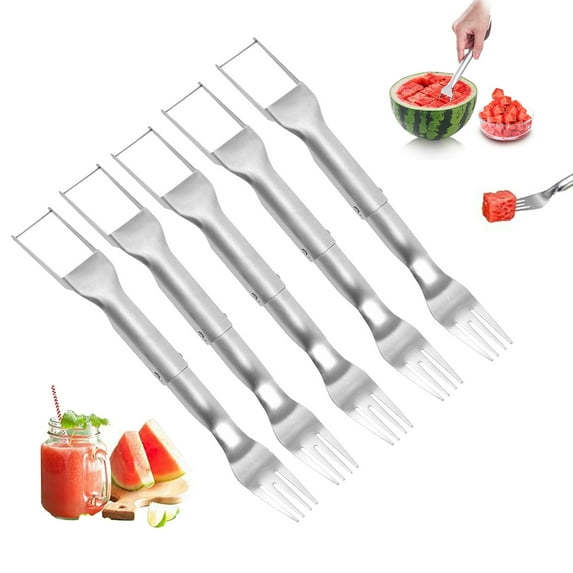 Gallickan 2-in-1 Watermelon Cutter, 5 Pcs Stainless Steel Flodable Watermelon Slicer Watermelon Cutter Melon Cutter,Watermelon Cutting Tool Fruit Cutter for Kitchen, Party, 5 Pcs