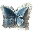 thumbnail image 1 of Gallickan 20 Inch Butterfly Throw Pillow, Butterfly Shaped Decorative Cushion, Soft Velvet Lumbar Support Pillow, Plush Pillow for Sofa Couch Bed and Office Chair Car Seat, Blue, 1 of 7