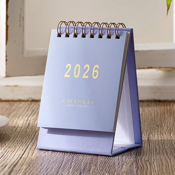 Gallickan 2026 Desk Calendar, Small Solid Color English Planner, Office Home Decor, Simple Daily Date Organizer, Purple