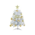 thumbnail image 1 of Gallickan 24 Inch White Christmas Tree, Tabletop Mini Tree Set with Gold Star, Bows, 12 Balls, Decorations for Home and Office, A, 1 of 6