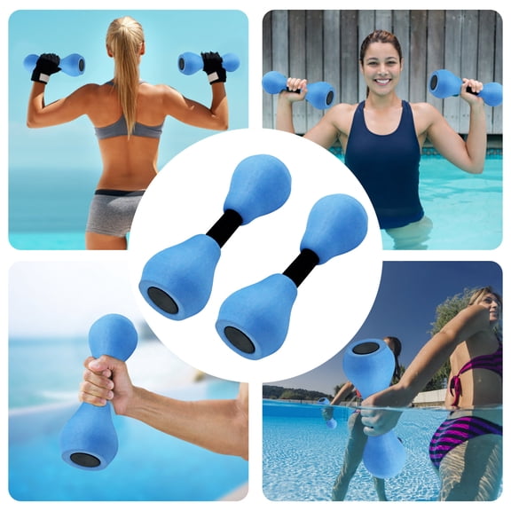 Gallickan 2pc Triangular Water Dumbbells, Blue with Black Clips, Soft Foam EVA, for Aerobic Exercise, 1 Pair