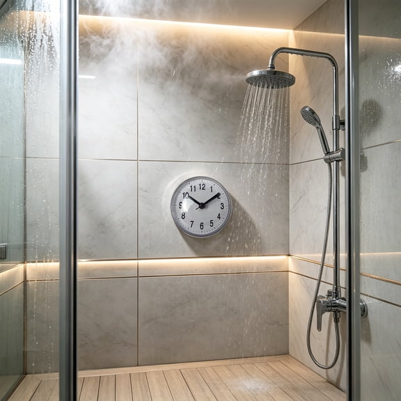 Gallickan 3 Inch Waterproof Suction Cup Bathroom Wall Clock, PVC Quartz Shower Mirror Kitchen Clock, Fog Resistant, White, 2.95 x 2.95 x 1.97 Inches