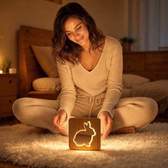 Gallickan 3D Illusion Cross Night Light, Cut Hollow-Out Acrylic LED Lamp with Remote Control, Solid Wood Base, USB Powered, Religious Gift for Easter Christmas Bedroom Decor