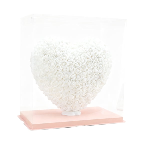 Gallickan 3D Rose Heart, Foam Flower Sculptural Heart, Artificial Rose Gift Box, Romantic Home Decor for Valentine's Day Gift and Table Decoration, White