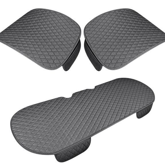 Gallickan 3Pcs Set Car Seat Cushion, Driver Seat Cushion with Comfort Memory Silk & Non-Slip Rubber Bottom, All Season Car Seat Pad with Storage Pouch for SUV, Truck, Gray