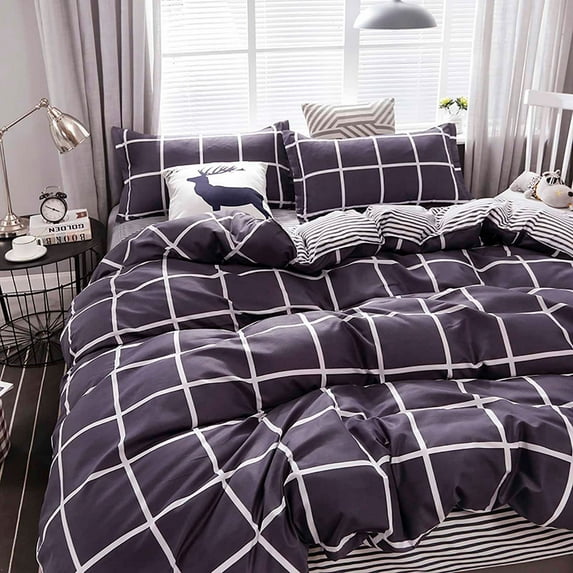 Gallickan 4-Piece Queen Bedding Set, All Season Bed Sheet Queen, Ultra Soft Queen Bedding Set with Duvet Cover, Flat Sheet, 2 Pieces Pillowcases, E