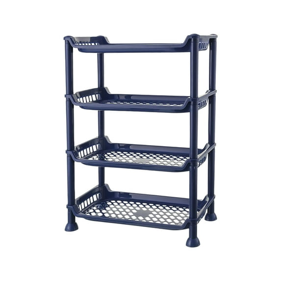 Gallickan 4-Tier Storage Rack, Multi Layer Bathroom and Kitchen Organizer, Desktop Standing Shelf for Countertop Space Saving, Blue