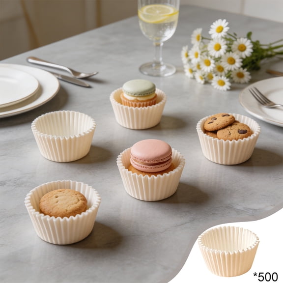 Gallickan 500pcs Disposable Paper Cake Cups, High Temperature Resistant Baking Liners, Oil Proof Muffin Tray for Pastries, White
