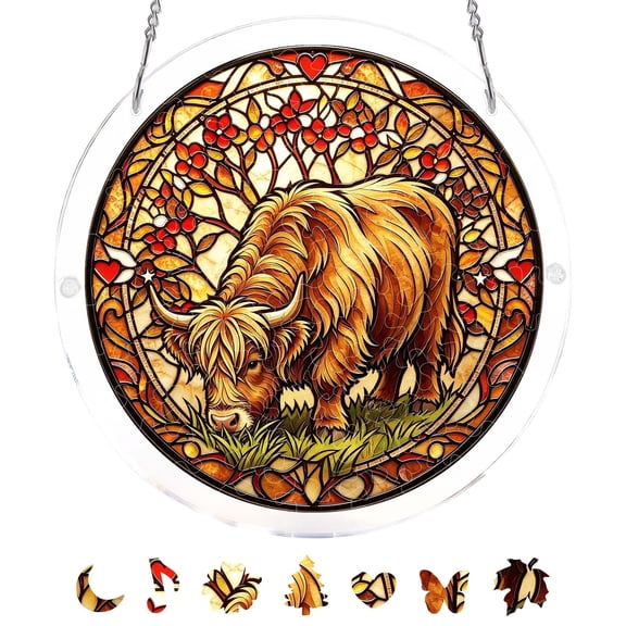 Gallickan Acrylic Puzzle Suncatcher, 83 Pieces, Stained Glass Window Hanging Kit, DIY Home Decor, for Women Men Birthday Gift