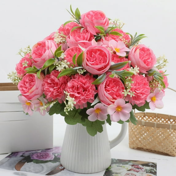 Gallickan Artificial Peony Bouquet, Fake Flower Wedding Decor, Home Decoration, Photography Prop for Parties and Events, D