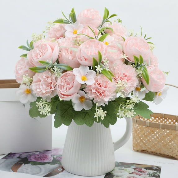 Gallickan Artificial Peony Bouquet, Fake Flower Wedding Decor, Home Decoration, Photography Prop for Parties and Events, E