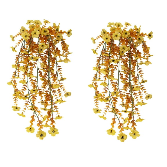 Gallickan Autumn Floral Decor, 2 Piece Artificial Trumpet Vine Wall Hanging, Fall Theme Simulation Flowers Arrangement, Yellow