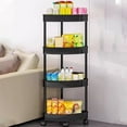 thumbnail image 1 of Gallickan Bathroom Corner Shelf, 4 Tier Detachable Organizer with Wheels, No Drill Wall Mount Storage Rack, Drainage Shower Shelf for Toiletries Organization, Black, 1 of 6