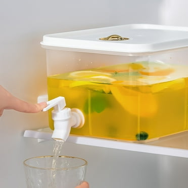 Gallickan Beverage Dispensers for Parties, 1 Gallon Drink Lemonade Milk Container with Faucet for Refrigerator, Large Capacity Fruit Teapot Bucket Drink Container, Clear