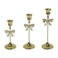 thumbnail image 1 of Gallickan Bow Candlestick Set, 3 Pcs Iron Metal Candle Holder Set, Romantic Table Centerpiece, Decorative Candle Stands for Holiday Party Decor, Gold, 1 of 6