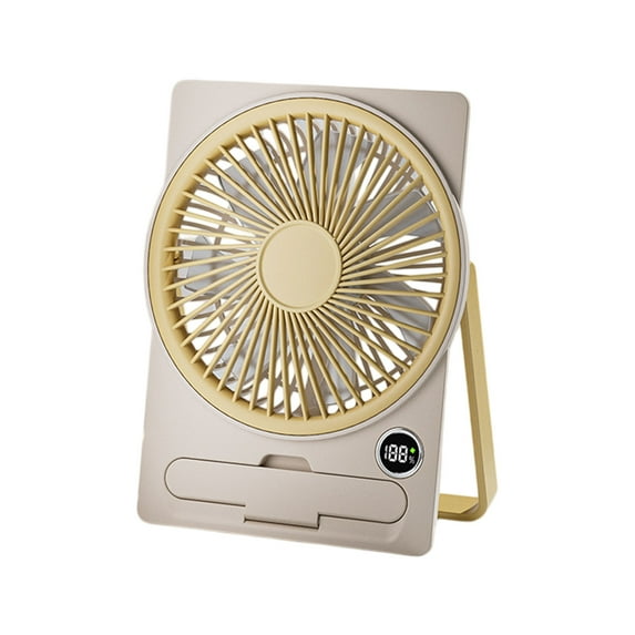 Gallickan Card Portable Fan, 5-Speed Hanging/Desktop Dual Use with 4000mAh Battery, USB Rechargeable Personal Air Circulator for Office Travel, Yellow