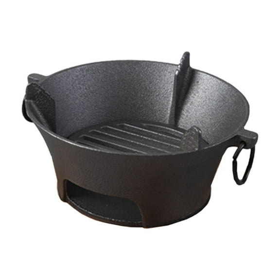 Gallickan Cast Iron Charcoal Grill, 18 Inch Round Portable BBQ Grill, Outdoor Cooking Heater with Lid for Camping, Picnic, Backyard, and Patio, Black