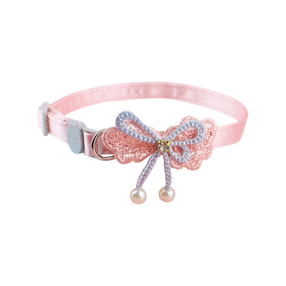 Gallickan Cat Collar, Adjustable Lace Bow with Beads and Bell, Soft Pet Collar, Flower Style, for Cats and Small Pets, A