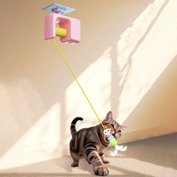 Gallickan Cat Hanging Toy, Electric Ball Toys with Smart Features and Rechargeable Battery, Interactive Door Toy for Indoor Pets Play and Entertainment, Pink