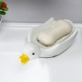 thumbnail image 1 of Gallickan Ceramic Soap Dish, Cute Goose Decor, Self-Draining Shower Countertop Holder for Bathroom Vanity, Water-Resistant Soap Saver Tray 7x4x2 Inches, White, 1 of 6