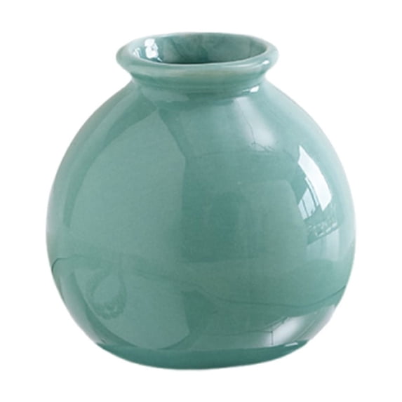 Elainilye Ceramic Vase, Mini White Pot for Single Flower Desktop Decor, Modern Living Room Table Centerpiece, 6 Inch, Lake Blue