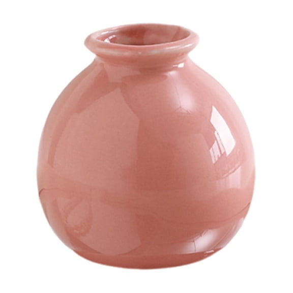 Elainilye Ceramic Vase, Mini White Pot for Single Flower Desktop Decor, Modern Living Room Table Centerpiece, 6 Inch, Pink