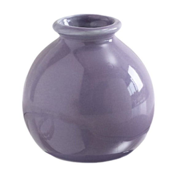 Elainilye Ceramic Vase, Mini White Pot for Single Flower Desktop Decor, Modern Living Room Table Centerpiece, 6 Inch, Purple