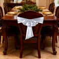thumbnail image 1 of Gallickan Chair Back Decor, Stretch Ribbon Bow with Gold Embossed Floral Pattern, No-Iron Party Chair Sash for Wedding, Banquet, and Festive Gathering Decorations, Silver, 1 of 6
