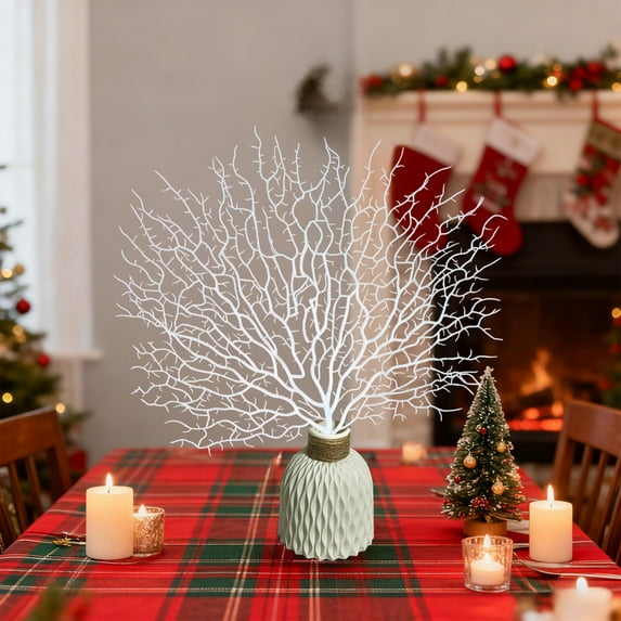 Gallickan Christmas Artificial Branches, Decorative Twig Stems, Simulation Tree Branches, for Home Holiday Decor, Festive Display, White