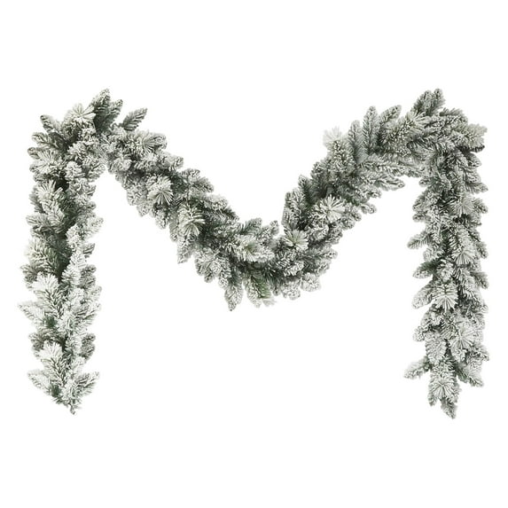Gallickan Christmas Artificial Vine, Hanging Rattan, Flocked Greenery Garland, Fireplace Mantel Decor, for Tree, Home Holiday Setting, White