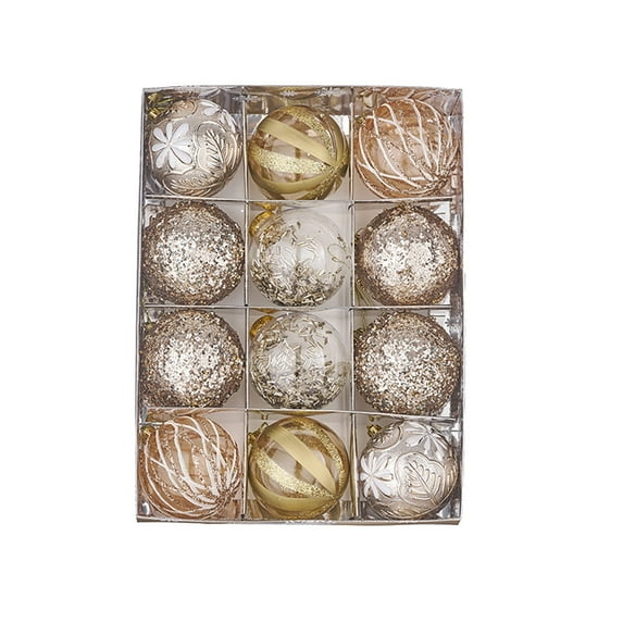 Gallickan Christmas Ball Ornaments Set, 12-Pack with Sequins Special Shapes, Tree Decoration, Mixed Style, Festive Decor, Holiday Gift, F