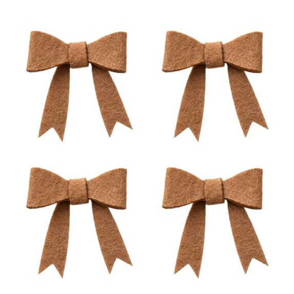 Gallickan Christmas Decoration Set, 4 Piece DIY Bow and Leaves, Tree Ornament Accessories for Holiday Decor, Festive Party Supplies, Brown